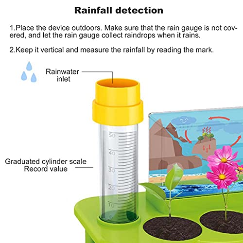 BJH Estación meteorológica científica, tecnología interactiva educativa Hecha a Mano para experimentos científicos, estación meteorológica ecológica, Juguete de Lluvia para Adolescentes