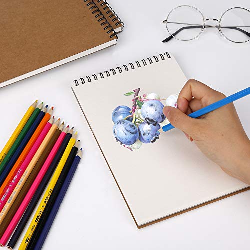 Bloc de Dibujo A5 Cuaderno Papel Texturizado, Bocetos y Dibujos Artistas para Niños Principiantes, para Acuarela, Pintura Acrílica y al Óleo - 160g/m² 30 Hojas (3 Pack)