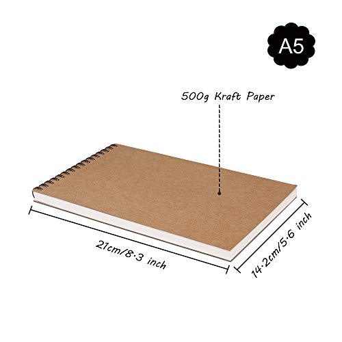 Bloc de Dibujo A5 Cuaderno Papel Texturizado, Bocetos y Dibujos Artistas para Niños Principiantes, para Acuarela, Pintura Acrílica y al Óleo - 160g/m² 30 Hojas (3 Pack)