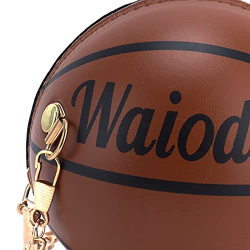 Bolso Cruzado, Bolso de Hombro de Baloncesto Elegante y Especial con Forma de Baloncesto para Mujeres y niñas para Viajes, Compras para Uso Diario(12 * 12 * 12cm-Brown)