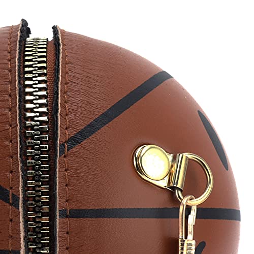 Bolso Cruzado, Bolso de Hombro de Baloncesto Elegante y Especial con Forma de Baloncesto para Mujeres y niñas para Viajes, Compras para Uso Diario(12 * 12 * 12cm-Brown)