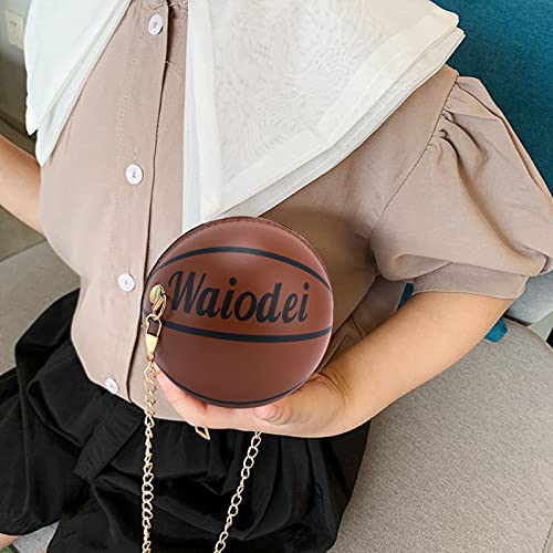 Bolso Cruzado, Bolso de Hombro de Baloncesto Elegante y Especial con Forma de Baloncesto para Mujeres y niñas para Viajes, Compras para Uso Diario(12 * 12 * 12cm-Brown)