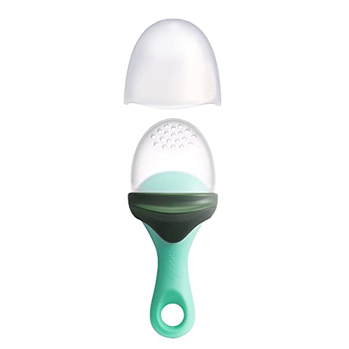 Boon bebé, Menta, Cuchara de Silicona con pequeños Agujeros, Ideal para bebés de 6 Meses (Tomy B11414)