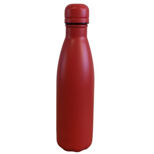 Botella Termica, 500ML Botella de Agua de Acero Inoxidable de Doble Pared, Botellas de Frío/Caliente Sin BPA & Eco Friendly.Frasco para Agua Color Mate (Rojo)