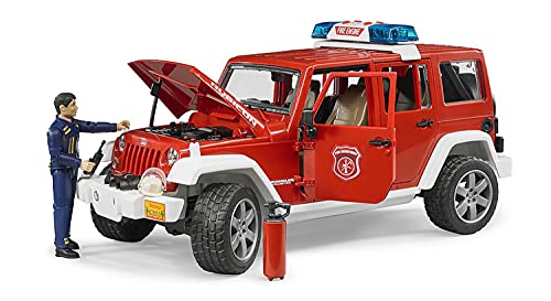 Bruder 02528 – Jeep Wrangler Unlimited Rubicon de Bomberos polivalente con Bombero