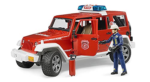 Bruder 02528 – Jeep Wrangler Unlimited Rubicon de Bomberos polivalente con Bombero