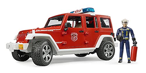 Bruder 02528 – Jeep Wrangler Unlimited Rubicon de Bomberos polivalente con Bombero