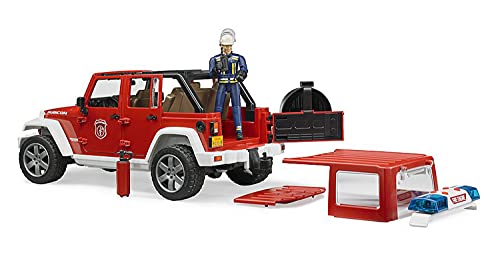 Bruder 02528 – Jeep Wrangler Unlimited Rubicon de Bomberos polivalente con Bombero