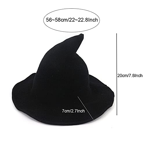 Bruja de las mujeres sombrero puntiagudo ala plegable sombrero de bruja de Halloween Cosplay Halloween Party Masquerade Costume Accessory (negro)