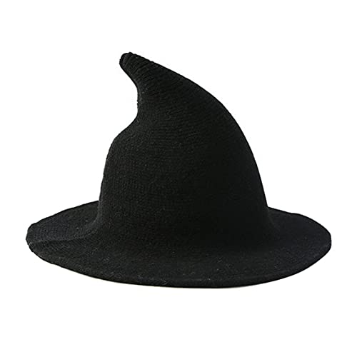 Bruja de las mujeres sombrero puntiagudo ala plegable sombrero de bruja de Halloween Cosplay Halloween Party Masquerade Costume Accessory (negro)