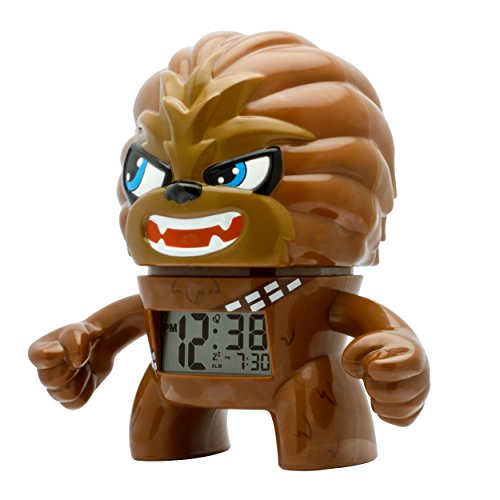 BulbBotz Despertador con luz Infantil figurita de Chewbacca de La Guerra de Las Galaxias | marrón/Negro plástico | 19 cm de Altura | Pantalla LCD | Chico Chica | Oficial