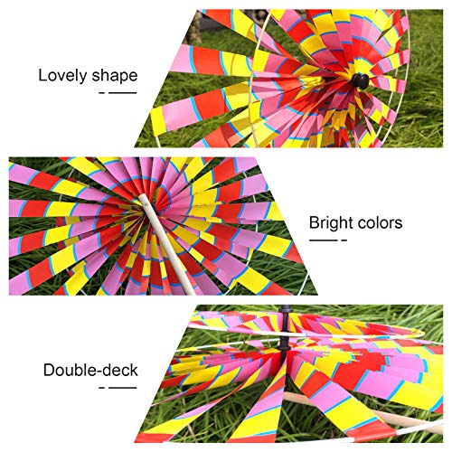 Cabilock 3 Piezas de Pinwheel Colorido Niños Molinos de Viento Redondo Arco Iris Pinwheel Juguete para Niños de Verano Piscina Cumpleaños Decoración Fiesta Favor (Color Aleatorio)