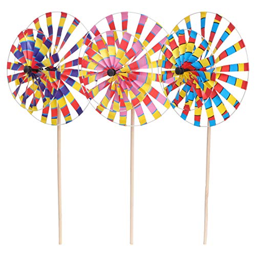 Cabilock 3 Piezas de Pinwheel Colorido Niños Molinos de Viento Redondo Arco Iris Pinwheel Juguete para Niños de Verano Piscina Cumpleaños Decoración Fiesta Favor (Color Aleatorio)