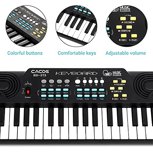 CACOE 37 Teclado de Piano Digital, Piano Digital con Micrófono para Regalo de Niños, Juguete de Piano Electrónico para Niños y Principiantes