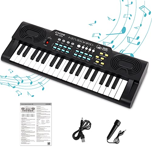 CACOE 37 Teclado de Piano Digital, Piano Digital con Micrófono para Regalo de Niños, Juguete de Piano Electrónico para Niños y Principiantes