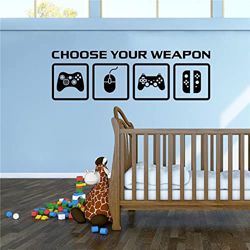 Calcomanías decorativas de pared para videojuegosElige tu arma Controlador de juegos Calcomanías artísticas para jugadores mural A1 57x18cm