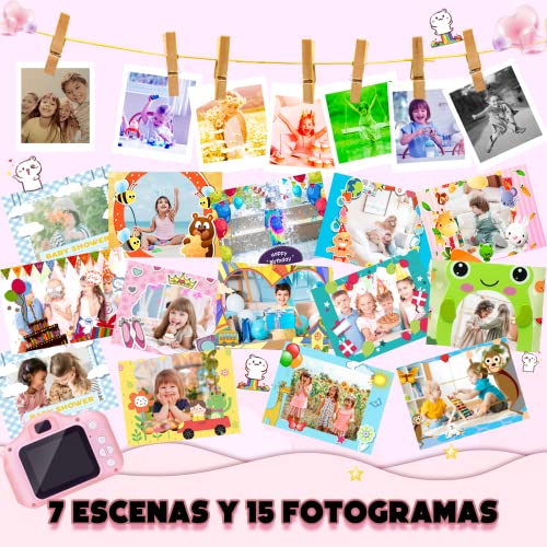 Cámara Digital para Niños, 1080P 2.0" HD Cámara Fotos Infanti, Cumpleaños para Niños Niñas de 3-10 Años, con Tarjeta TF 32 GB, Lector de Tarjetas