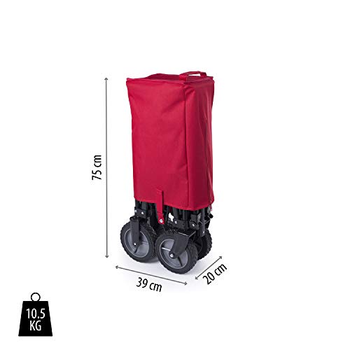 Campart Travel HC-0911 Carrito de jardín plegable, capacidad 70 kg, rojo