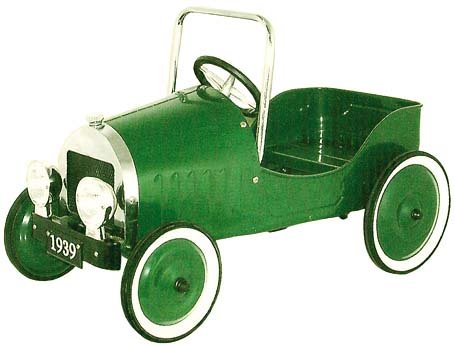 CAPRILO Coche a Pedales Antiguo Verde. Infantil. Juguete Metal. 90x45x55 cm.