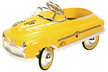 CAPRILO Coche Antiguo a Pedales Amarillo. Infantil. Ideal para Regalar. 105x45x55 cm