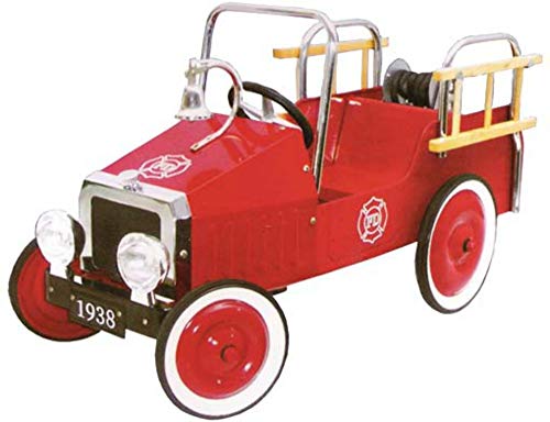 CAPRILO Juguete Infantil Decorativo de Metal Coche de Bomberos Antiguo . Coches a Pedales. Réplicas a Escala. Juguetes y Juegos de Colección. Regalos Originales para Navidad, Reyes o Cumpleaños.