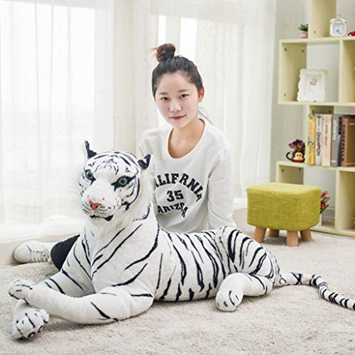 CAREMiLLE Animales de Peluche realistas creativos Tigre Muñeco de Peluche Muebles para el hogar Juguete para bebés, Almohada de Peluche-Blanco-Tamaño 30