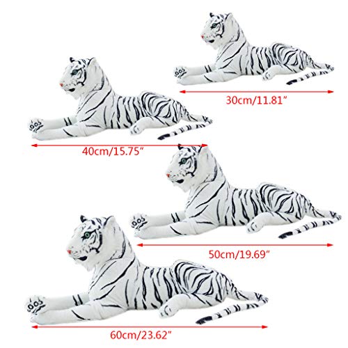 CAREMiLLE Animales de Peluche realistas creativos Tigre Muñeco de Peluche Muebles para el hogar Juguete para bebés, Almohada de Peluche-Blanco-Tamaño 30