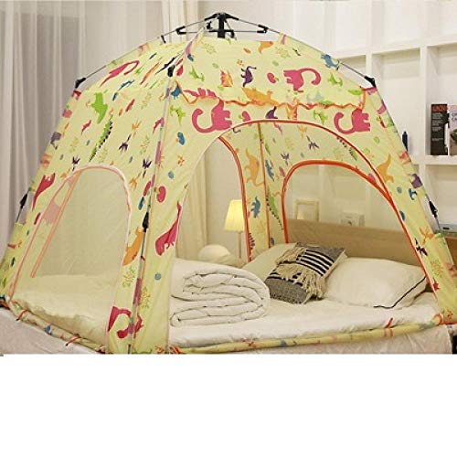 Carpa para niños Tienda interior totalmente automática, casa de juegos para niños, cama doméstica adulta, a prueba de viento y calor, mosquitero a prueba de nieve y doble red Tienda de niños