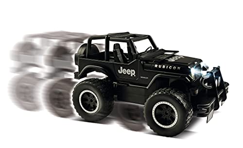 Carson 500404226 1:12 Jeep Wrangl.2.4G 100%RTR – Coche a Control Remoto, vehículo RC, Incl. baterías y Control Remoto, Tiempo de conducción 20 min, Negro Mate