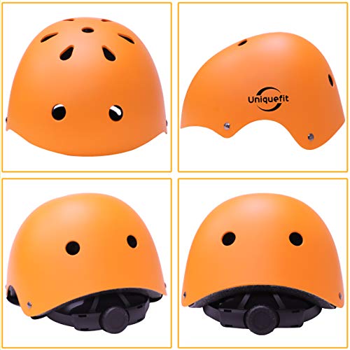 Casco Ajustable para niños y Equipo de protección, Cascos y Almohadillas para Bicicletas para niños pequeños, Rodilleras, Coderas y muñequeras (Orange, S(3-8years Old))