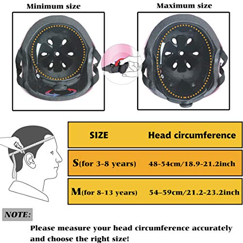 Casco Ajustable para niños y Equipo de protección, Cascos y Almohadillas para Bicicletas para niños pequeños, Rodilleras, Coderas y muñequeras (Orange, S(3-8years Old))