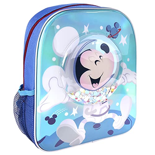 CERDÁ LIFE'S LITTLE MOMENTS, Mochila Infantil con Burbuja y Confetti de Mickey-Licencia Oficial Disney para Niños, Azul, Edad recomendada-2-6 años