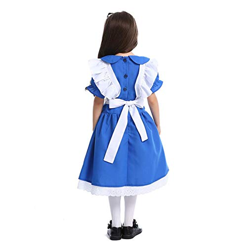 CGBF - Disfraz de princesa de Halloween para niños de Alicia en el país de las maravillas Cosplay disfraz de lujo uniforme de rendimiento, azul, 10 ~ 12 años