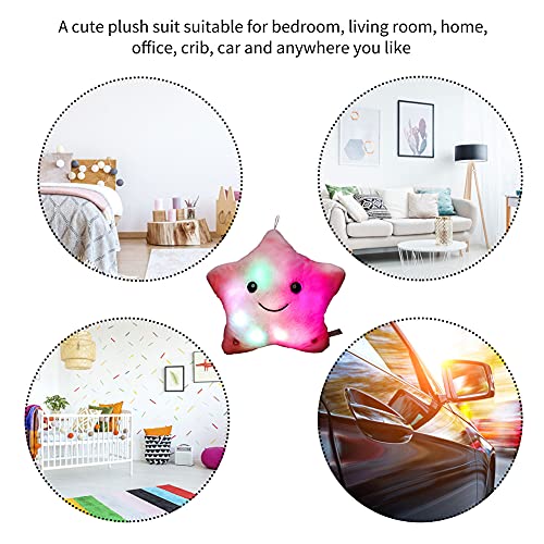 CHAMAIR Cojín con forma de estrella con luces LED, cojín de peluche suave, cojín luminoso, decoración del hogar, juguete para la habitación de los niños