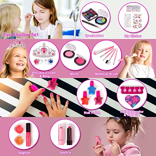 Chennyfun 26 Piezas Set de Maquillaje Niñas, Maletin Maquillaje Niñas, Juguetes Niña de Maquillaje, Juego de Maquillaje Lavables, Kids Makeup Blush Set Regalo para Niñas