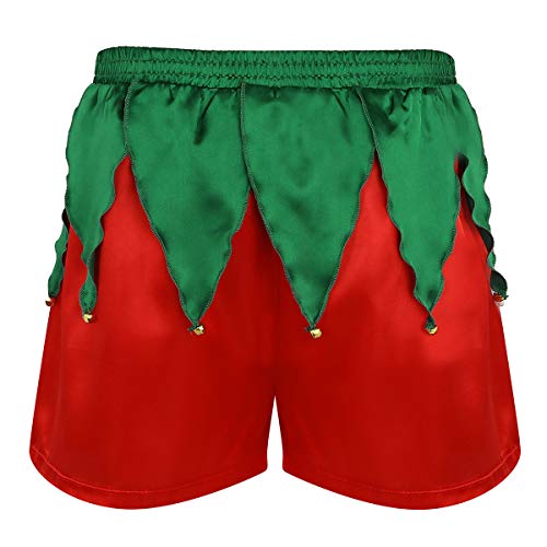 CHICTRY Disfraz de Papá Noel Adulto Pantalónes Cortos Rojos Navidad Hombre Boxer Ropa Interior Santa Claus Shorts Boxeador Pijamas Fiesta Navidad Cosplay Rojo XXL