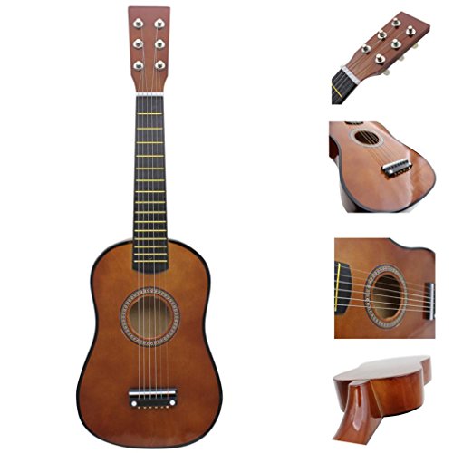 chiwanji Guitarra Acústica de 23 '' Y 6 Cuerdas con Púas, Juguete Musical, Regalo para Niños - café