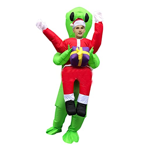 Christmas Alien Inflatable，Ropa para Adultos，Divertidos Reunión Anual Muestre la Barra Inflable Modelo Inflable，Disfraces divertidos de Navidad，Ropa de muñeca para camina A,160-190CM