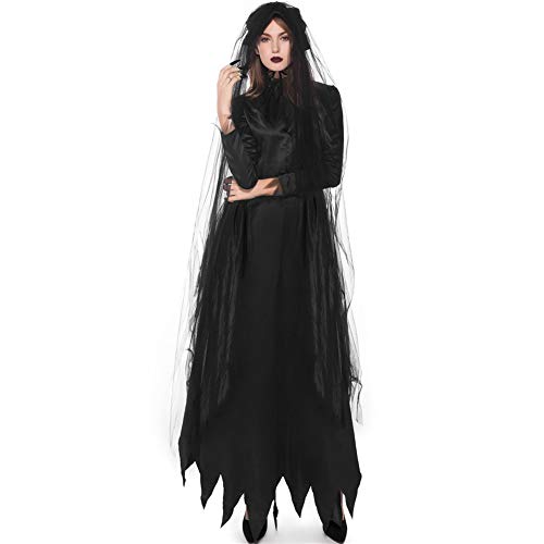 chuangminghangqi. Disfraces de bruja vestidos de vampiro Halloween mujer disfraz Carnaval señora Adultos Cosplay Vestido Horror Femenino Fantasma Vestido Fiesta, Negro , M