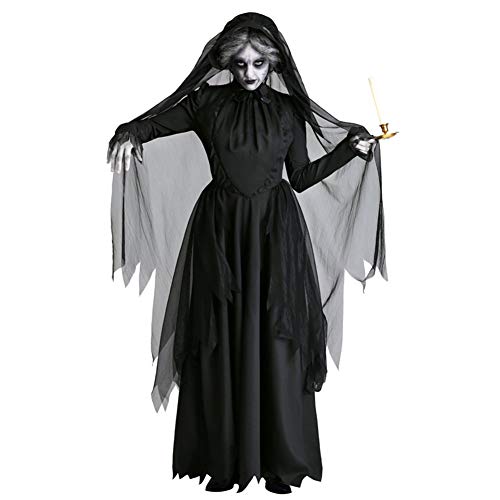 chuangminghangqi. Disfraces de bruja vestidos de vampiro Halloween mujer disfraz Carnaval señora Adultos Cosplay Vestido Horror Femenino Fantasma Vestido Fiesta, Negro , M