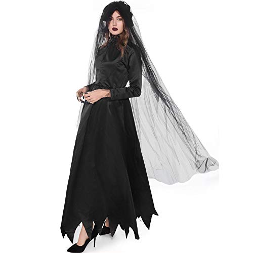 chuangminghangqi. Disfraces de bruja vestidos de vampiro Halloween mujer disfraz Carnaval señora Adultos Cosplay Vestido Horror Femenino Fantasma Vestido Fiesta, Negro , M