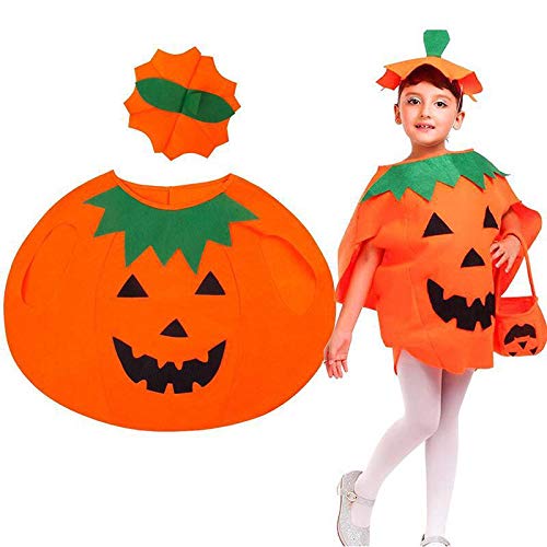 CHUANGOU Disfraz de Calabaza de Halloween Ropa Elegante para Niños Niñas Fiesta de Halloween Decoración de Cosplay .(Sombrero de Ropa)