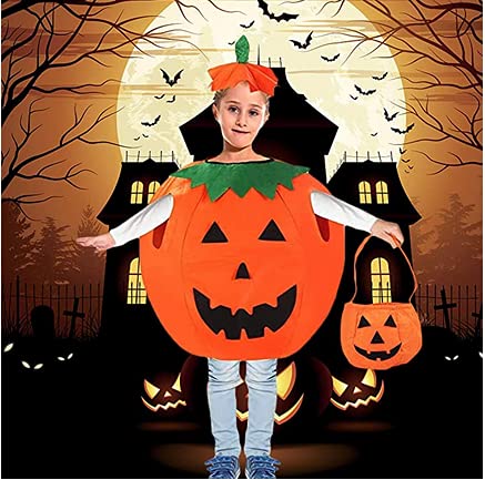 CHUANGOU Disfraz de Calabaza de Halloween Ropa Elegante para Niños Niñas Fiesta de Halloween Decoración de Cosplay .(Sombrero de Ropa)