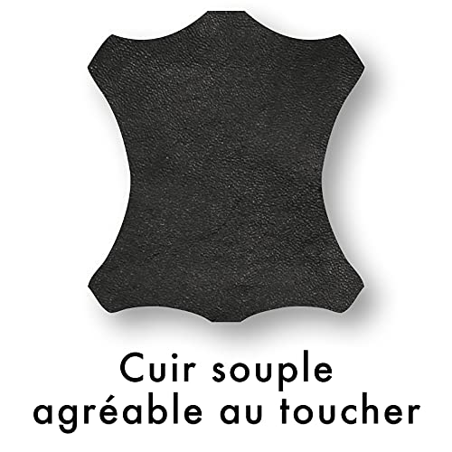 Clairefontaine 8327C - Petite Trousse Scolaire Ronde Ø3,5x18 cm en Cuir Véritable, Noir vieilli