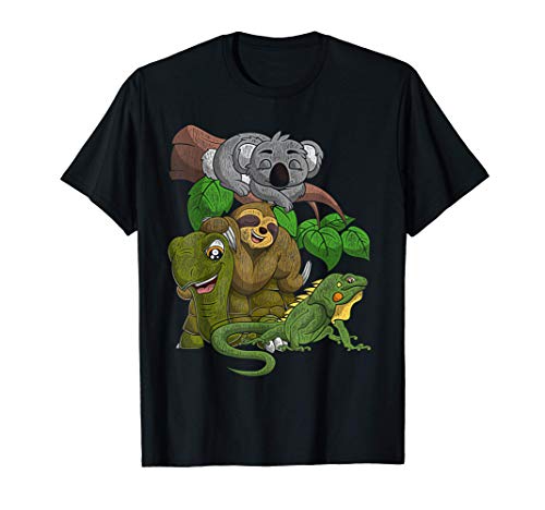 Coala Perezoso Tortuga Iguana Divertido Escuadra Zoo Animal Camiseta