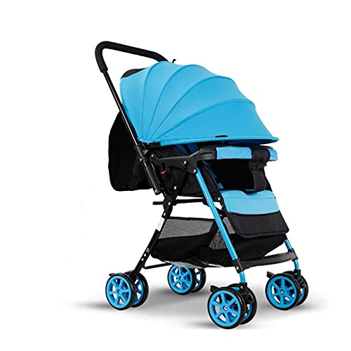 Cochecitos para niños ultraligeros Eazy plegable puede sentarse, puede tumbarse alto paisaje paraguas para niños con parasol cochecito cochecito (color: azul)