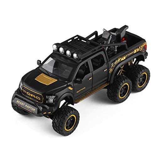 Coches 1:24 Modelo de Coche/Compatible con Ford F150 Raptor Modificado 6X6 Todo Terreno Pickup Truck/Simulación de aleación Modelo de Coche de fundición a presión de Coches 6 Puerta con la motocic