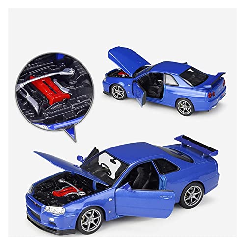 Coches Coleccion 1:24 Niños Diecasts Vehículos De Juguete Modelo De Coche De Metal Simulación Colección Extraíble para Nissan Skyline Ares GTR R34 Regalo (Color : Rojo)