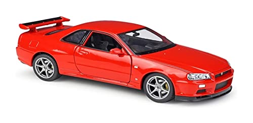 Coches Coleccion 1:24 Niños Diecasts Vehículos De Juguete Modelo De Coche De Metal Simulación Colección Extraíble para Nissan Skyline Ares GTR R34 Regalo (Color : Rojo)