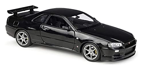 Coches Coleccion 1:24 Niños Diecasts Vehículos De Juguete Modelo De Coche De Metal Simulación Colección Extraíble para Nissan Skyline Ares GTR R34 Regalo (Color : Negro)